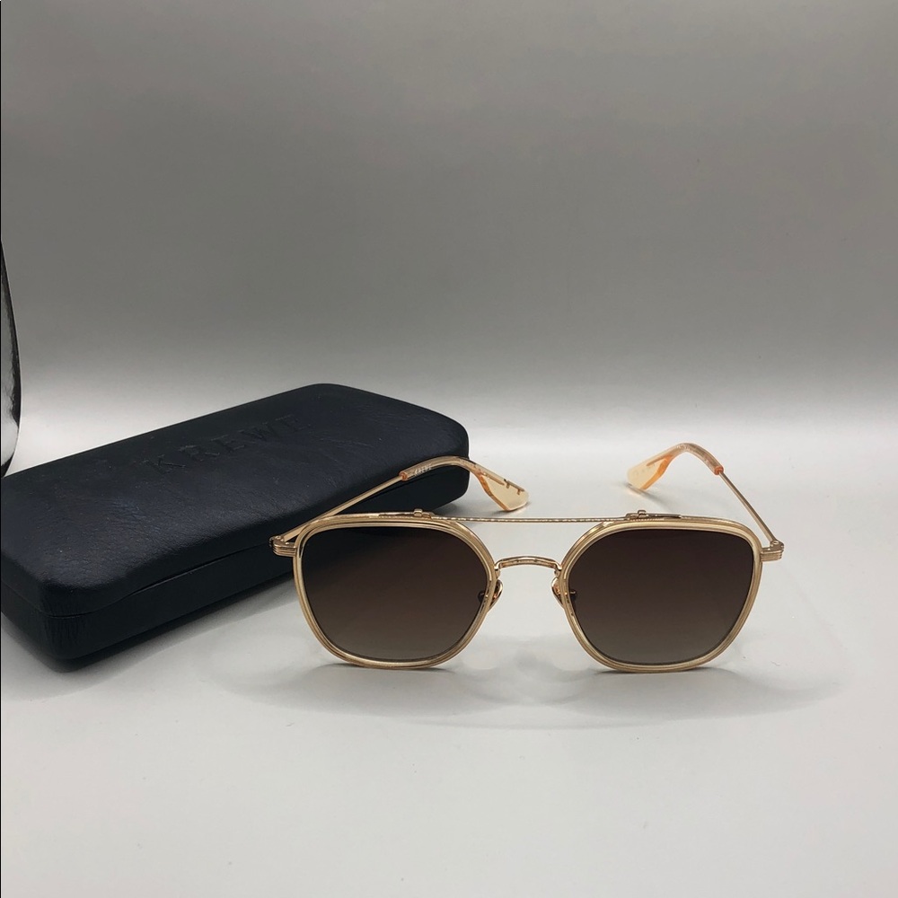 Krewe Austin 18K Titanium + Champagne Polarized Sunglasses UNISEX w case.